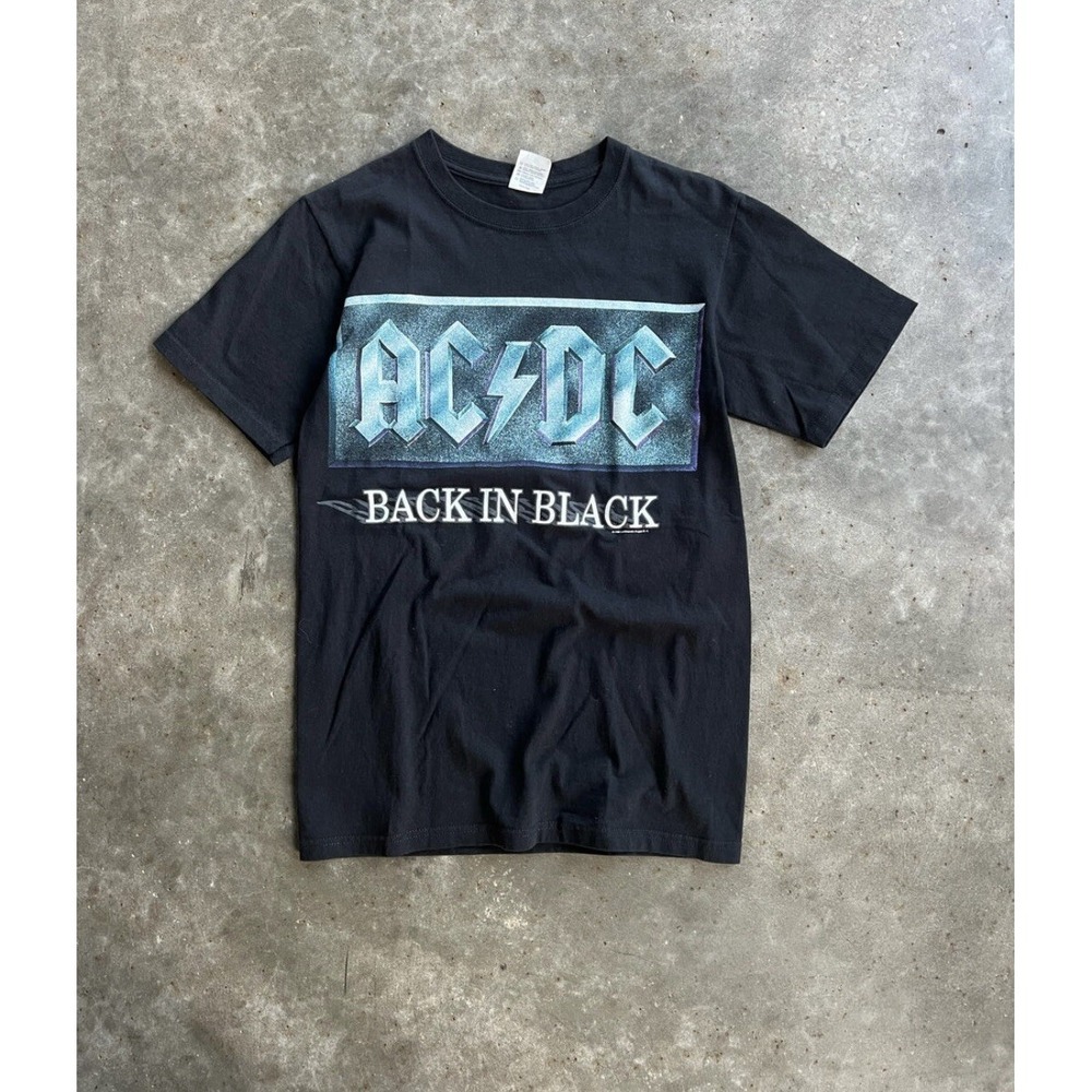 Vintage 1996 AC/DC Back In Black Tour Concert Band Anvil Shirt Size Small